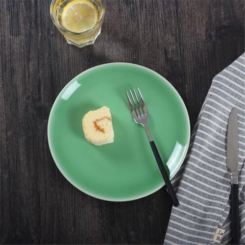 1PC Plate for Salad Microwave Safe Fruit Sushi Sauce Seasoning Dish Ceramic Dinnerware Solid Color Porcelain Tableware