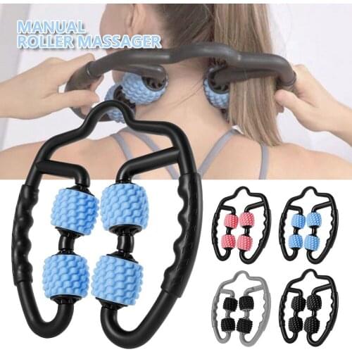 1Pc U Shape Trigger Point Massage Roller for Arm Leg Muscle Massage Tissue Relaxer for Fitness Gym Yoga Pilates Sports 4 Wheel