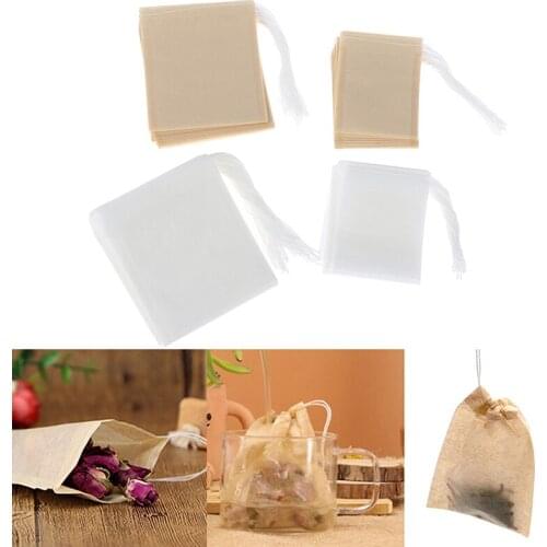 100Pcs/Lot Paper Tea Bags Filter Empty Drawstring Teabags for Herb Loose Tea
