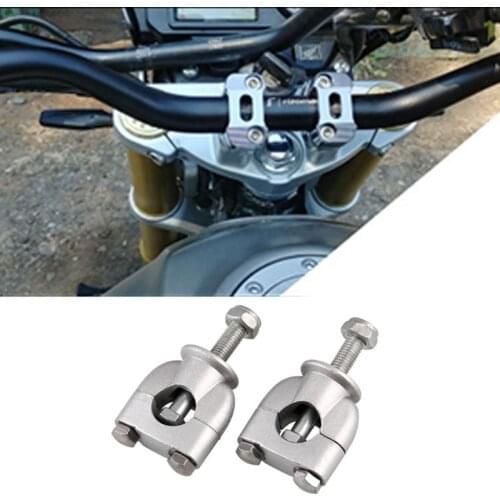 2 Pcs 22mm Motorbike Handle Bar Risers Clamp Motorcycle Mount Silver Parts
