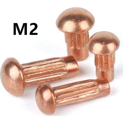200PCS GB827 M2x4/5/6/8mm Knurled Solid Copper Rivets For Name Plate