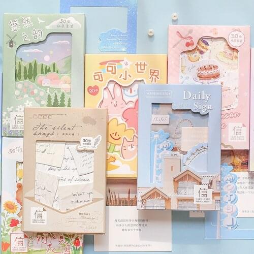 30 Pcs/Set Dreamland Journey and Animo Gard Postcard Cartoon Hand Painted Watercolor Message Card Birthday Greeting Cards