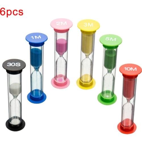 6Pcs Kid 6 Colors Classroom Game Sand Clock Timer Hourglass Sandglass Home Decor