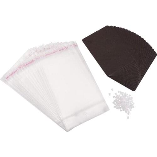 90x60x0.1mm Paper Jewelry Display Cards Used For Earrings, with Plastic Ear Nuts, Rectangle OPP Cellophane Bags155x80mm F65