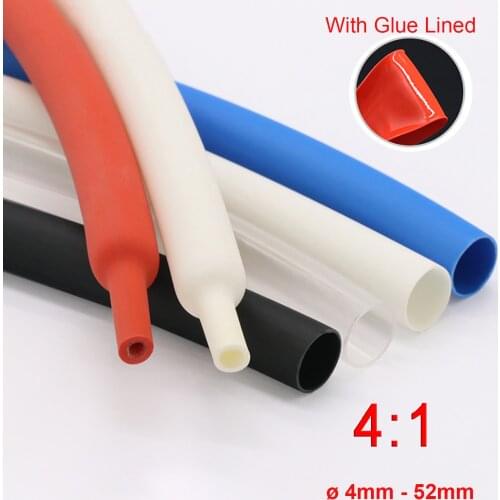1M Colorful 4:1 Heat Shrink Tube with Glue Dual Wall Tubing Electrical Wire Cable Insulation Sleeving 4/6/8/12/16/20/24/32/40mm