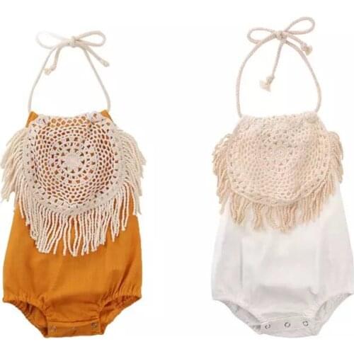 0-2Yrs Tassel Romper Baby Girls Bodysuits Halter Playsuits Infant Girls Summer Clothing Outfits