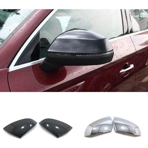For Audi Q7 2016 2017 2018 ABS Chrome and Carbon fibre Side Door Rearview Mirror Decorative Cover Trim With Turning Light