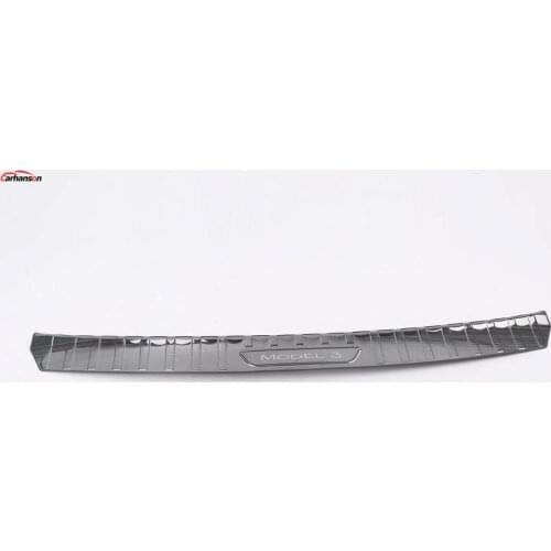 For Tesla Model 3 2018 2019 Accessories Exterio Rear Guard Plate Cover Car Stainless Steel Rear Bumper protector Auto Styling