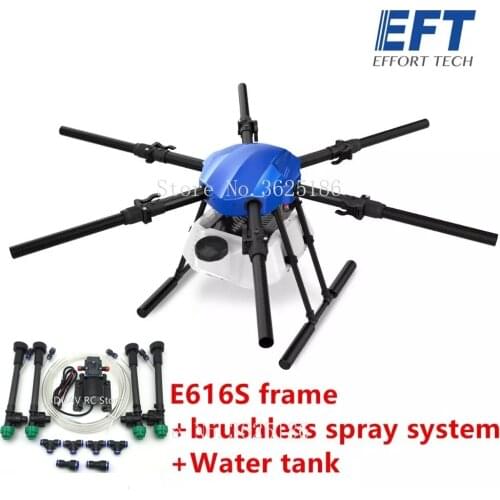 EFT E616S 16L Agricultural spraying drone E616 16kg 616S folding 1628mm wheelbase frame brushless water pump spray kit