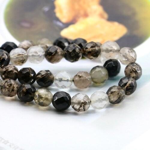 Hot 6mm Faceted Black tourmaline round loose beads!15inches 2 piece/lot women beautiful Jewelry Making wholesale