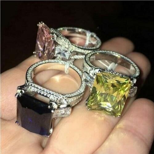 Eiffel Tower 925 Sterling Silver Ring 6ct Lab sapphire Topaz Diamond Engagement Wedding band rings for women men Party Jewelry