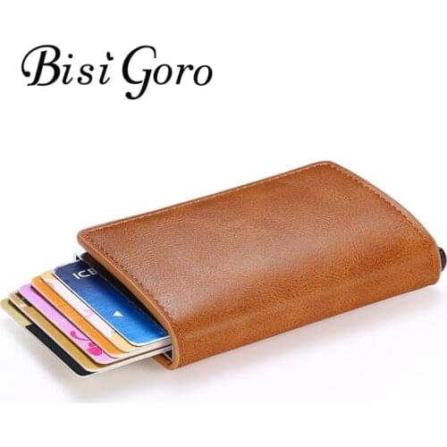 BISI GORO 2020 Anti-theft Credit Card Holder RFID Wallet Aluminum Box Slim Wallet RFID Holder Card Case Business Card Wallet