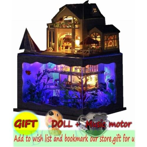 Doll House Poppenhuis Casa De Boneca Hawaii Villa On The Sea Dollhouse Model Wooden Toy Furnitures Convertible Dollhouse TC4