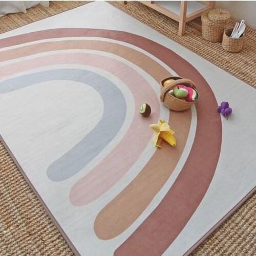 LazyChild 145x105cm Kids Room Rainbow Carpet Crawl Pad for Home Living Room Non-slip Baby Play Crawl Area Rugs Carpets