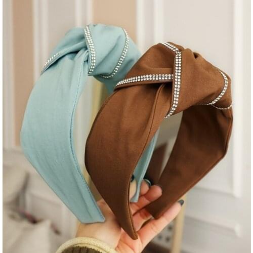 Fashion 2021 Spring Hair Accessories High-end Shining Rhinestone Hairband Wholesale For Women Girls Knot Headband