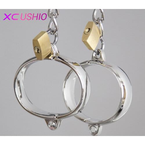 1 Pair Stainless Steel Female Male Handcuff Metal Ankle Cuffs Wrist Cuff For Couple bdsm Bondage Restraints Adult Game Sex Toys