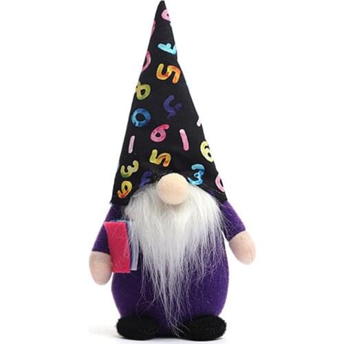 Creative School Season Faceless Doll Rudolph Cartoon Long Beard / Hair Printing Dwarf Plush Toy Home Decoration Accessories