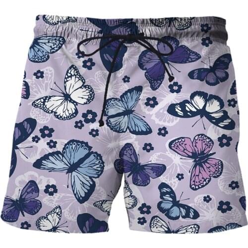 2021 New 3D printing Cartoon Butterfly Print Summer Surfing Beach Shorts Man Travel Board Shorts Anime Shorts Streetwear