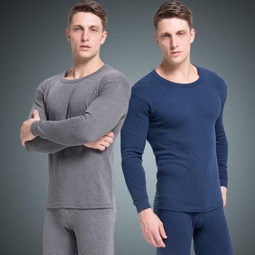 2021 New Winter Warm Cotton Long Johns For Men Thermal Underwear Sets O Neck Undershirt Top Bottom Pants Male Clothing Plus Size