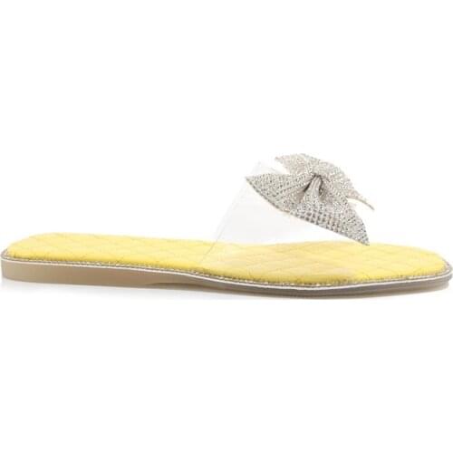 Heel Shoes Lady Flat Sandals Footwear White New With Bow 2020 In Womens Blue Yellow Black Flip-flops Slides Slippers