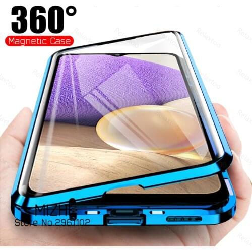 SamsungA32 5G Case 360 Magnetic Adsorption Metal Case For Samsung Galaxy A32 A 32 5G 32A SM-A326F 6.5'' Double-Sided Glass Cover