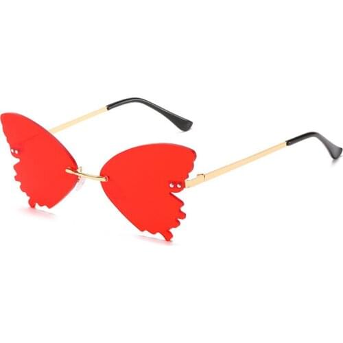 Butterfly Rimless Sunglasses Women Shades Female Eyewear UV400 Vintage Metal Sun Glasses Men Oculos Okulary Male