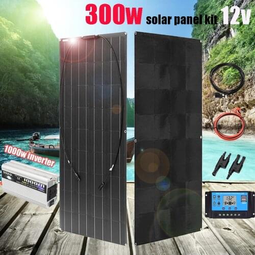 300W 200W 150W 100W Flexile Solar Panel 12v Kit Monocrystalline Battery Charger Extension Cable for Car Boat Roof Camping 1000W
