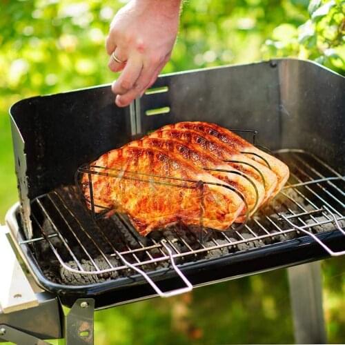 Barbecue Steak Rack Multiple Compartments Wrought Iron Precision Welding Stable Structure
