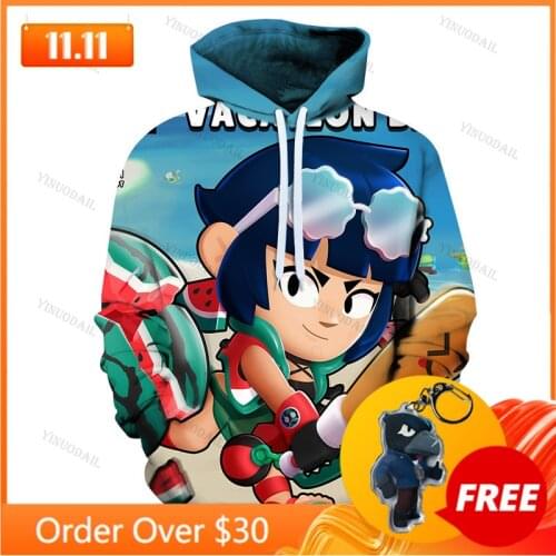 BIBI Shooting Game PRIMO 3D Hoodie Boys Girls Browlerss Star, Cartoon Tops Teen Clothes Spike 6 To 19 Years Kids Leon Sweatshirt