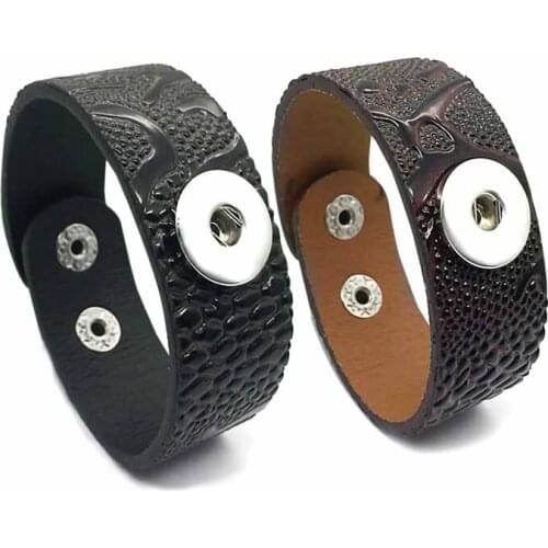 The pattern of the dinosaur 259 really Genuine Leather Interchangeable Bracelet 18mm Snap Button Charm Jewelry For Women Gift