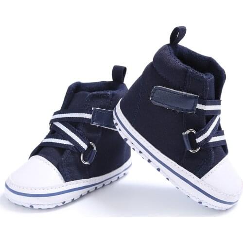 Spring Autumn Baby Girls Boys Lace Up Canvas Anti Slip Crib Stripe Kids Casual Shoes Prewalkers New