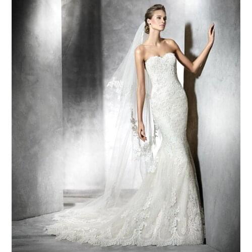 Vestidos De Novia 2020 New Sexy Strapless Bridal Dress Appliques Lace Mermaid Wedding Dresses Sleeveless Backless Wedding Gown