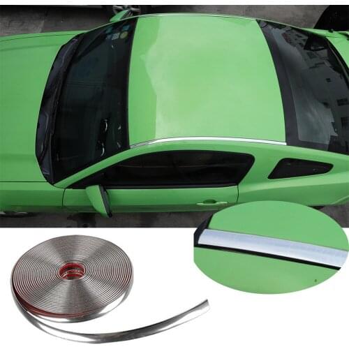 Exterior Car Accessories Fit for 2009-2014 Ford Mustang Chrome Soft Glue Roof Top Trim Molding Kit