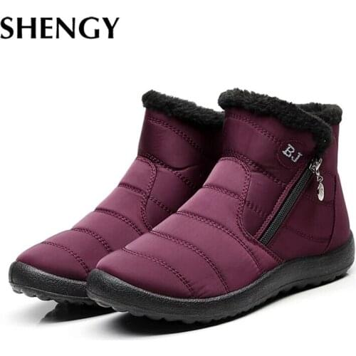 2019 Women Snow Boots Winter Plush Casual Waterproof Plat Zipper Ankle Boots Comfortable Plus Size Female Boots