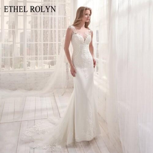 ETHEL ROLYN Mermaid Wedding Dress 2021 Romantic Scoop Beaded Lace Embroidery Sleeveless Backless Bride Dresses Vestido Noiva