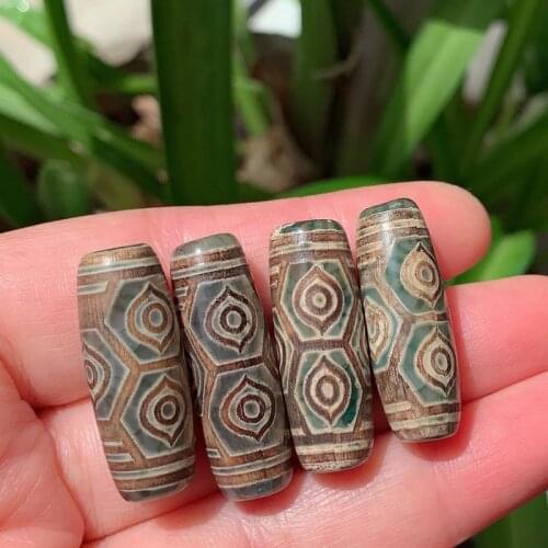1PC 30mm Vintage Dragon Eyes Natural Tibetan Dzi Agates Beads Reiki Grey Green Agat Stone Beads for Women Men Healing Jewelry