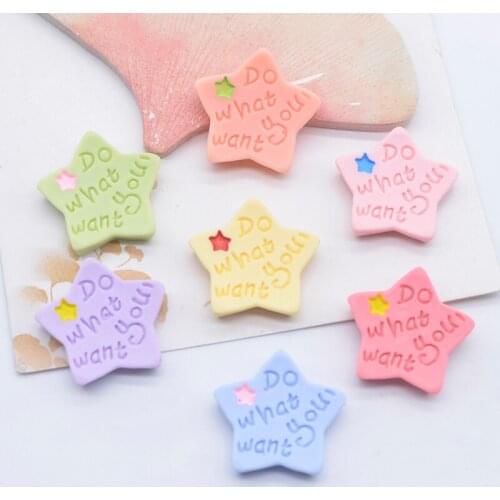 14Pcs Candy Star Handprited Flat Back Resin Accessories for Jewelry Making DIY Baby Headwear Hair Clips Bow Ornament