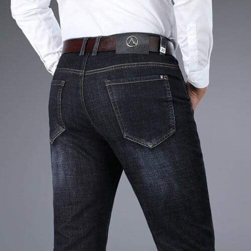 2021 Brand Jeans Classic Style Business Casual Straight Stretch Brand Pants Male Trousers Boyfriend Jeans