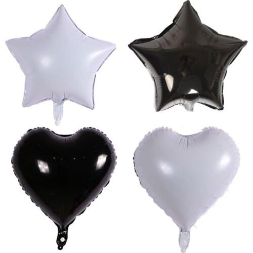 50pcs/lot Black five angle shape Aluminum Balloons 18inch white Heart-Shaped Foil Balloon Party Wedding Decoration Free Shipping