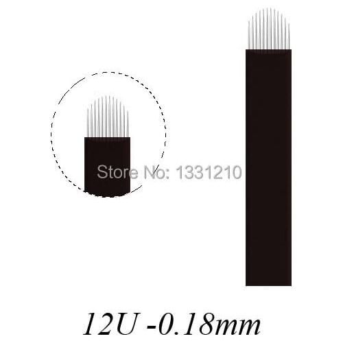 50pcs NANO Red 0.18mm U SHape 12U Microblading Permanent Makeup Manual Eyebrow Tattoo Needles Flexible Blade