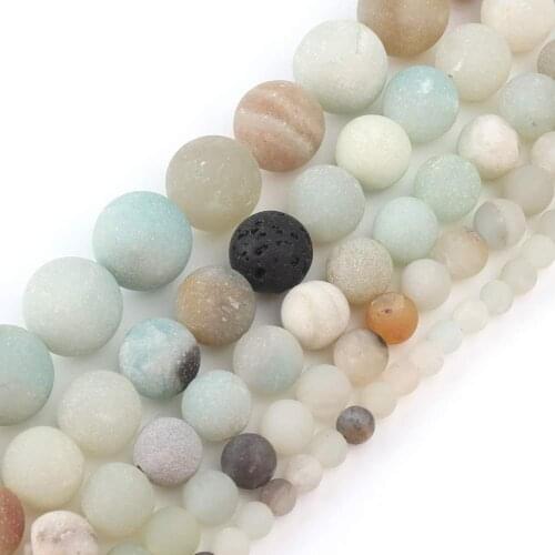 Natural Stone Matte Amazonite Beads 15" Loose Strand Spacer 4 6 8 10 12MM Pick Size For Jewelry Making DIY Necklace Bracelet