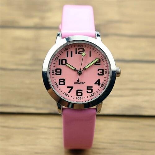 1pc children lovely dial leather watch little boys and girls luminous hands gift clock hot sale