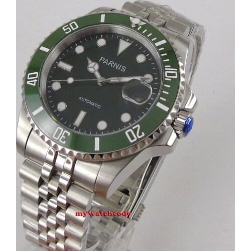 Luxury brand new men automatic mechanical movement 40mm Parnis green dial sapphire glass automatic Mens Watch P1057