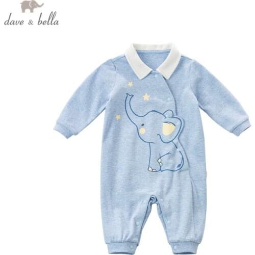 DBX16356 dave bella spring new born baby boys fashion cartoon jumpsuits infant toddler clothes children romper 1 piece