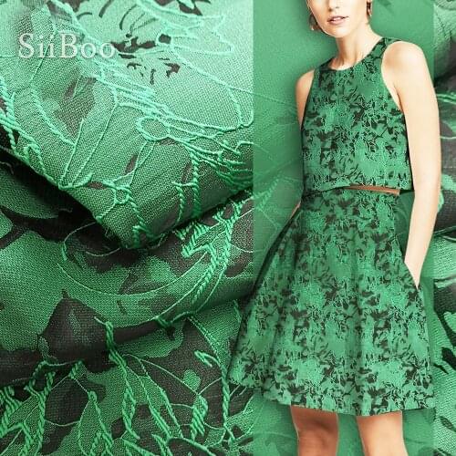 Designer luxury green floral jacquard brocade fabric for dress coat suits thick fabric cloth tela tejido SP3820 Free shipping