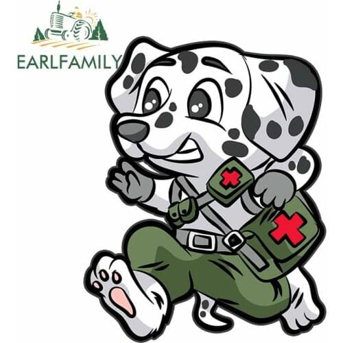 EARLFAMILY 13cm x 10.2cm for MILITARY DOG MEDIC Soldier Dalmatian Funny Car Sticker Custom Printing Waterproof VAN SUV Decal