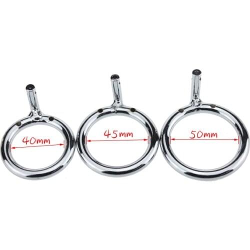 40 45 50mm for choose Stainless steel male chastity device parts penis lock cock ring for cage sex toys for men