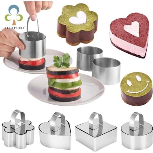 5 Shapes DIY Fondant Mousse Cake Ring Mold Stainless Steel Bakeware Decorating Tools Cupcake Salad Dessert Die Cheese Mold ZXH