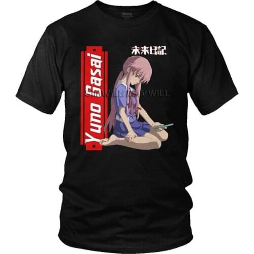 Yuno Gasai Future Diary T-Shirts Men Streetwear T Shirt Short Sleeve Mirai Nikki Yukiteru Amano Tshirts Cotton Tee Tops Clothing