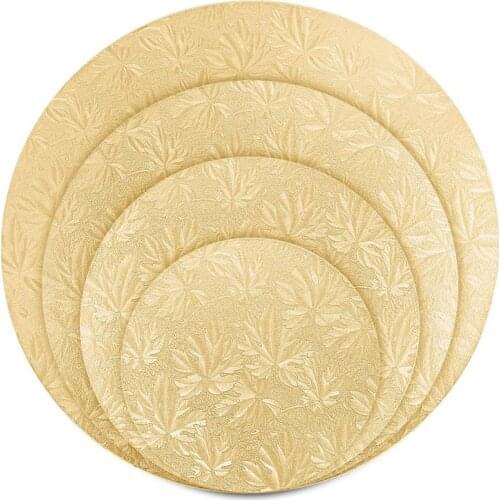 Hemoton 4PCS Round Cake Boards Sturdy Cake Base Tray with 3 Cake Scrapers 6 inches 8 inches 10 inches and 12 inches (Gold)